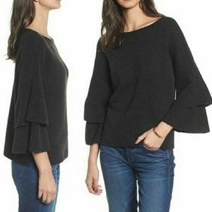 Madewell Tiered Sleeve Boat Neck Pullover Sweater